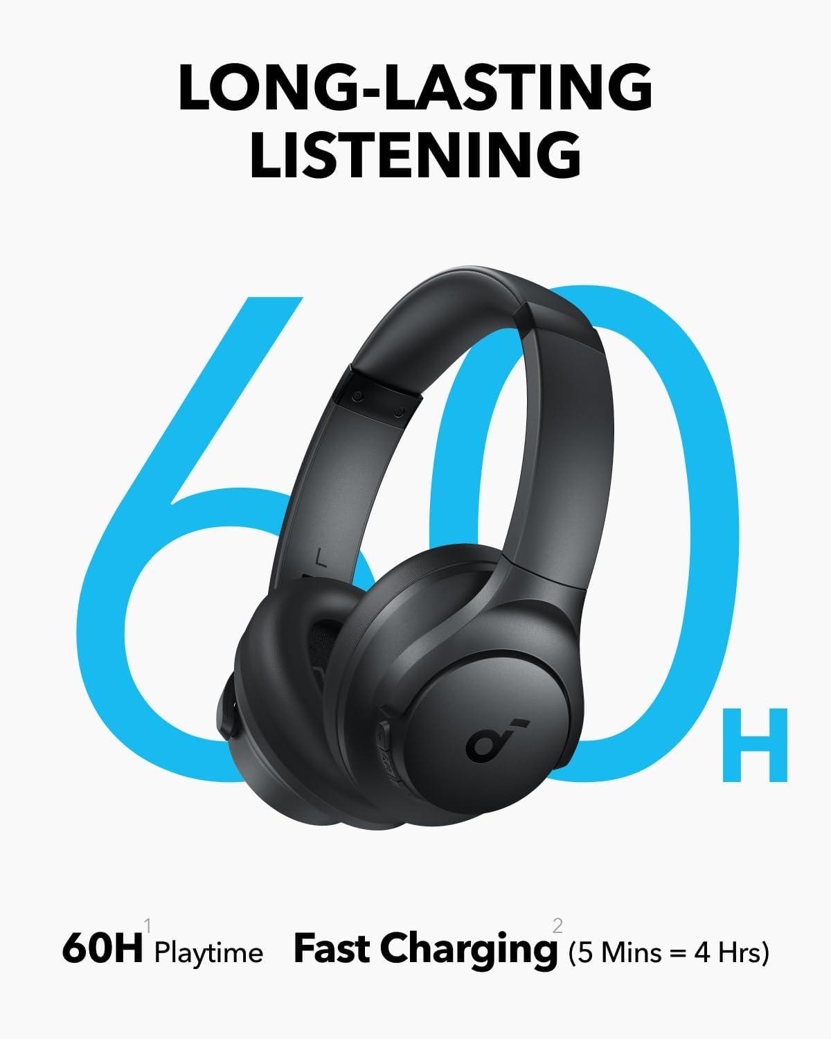 image:imageSoundcore Q11i Wireless OverEar Bluetooth Headphones by Anker Deep Bass 60H Playtime HiRes Audio Detachable Ear Cushions Multipoint ConnectionDark Gray