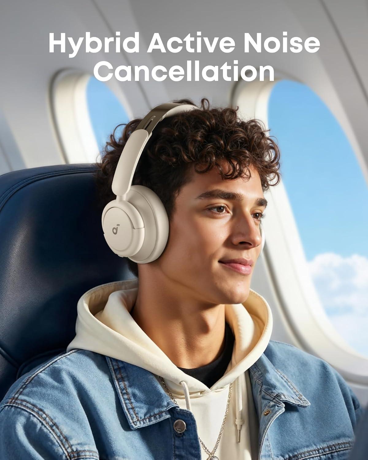 image:imageSoundcore Q30 by Anker Hybrid Active Noise Cancelling Headphones Multiple Modes HiRes Audio Custom EQ via App 50H Playtime Comfortable Fit Bluetooth Multipoint ConnectionBeige