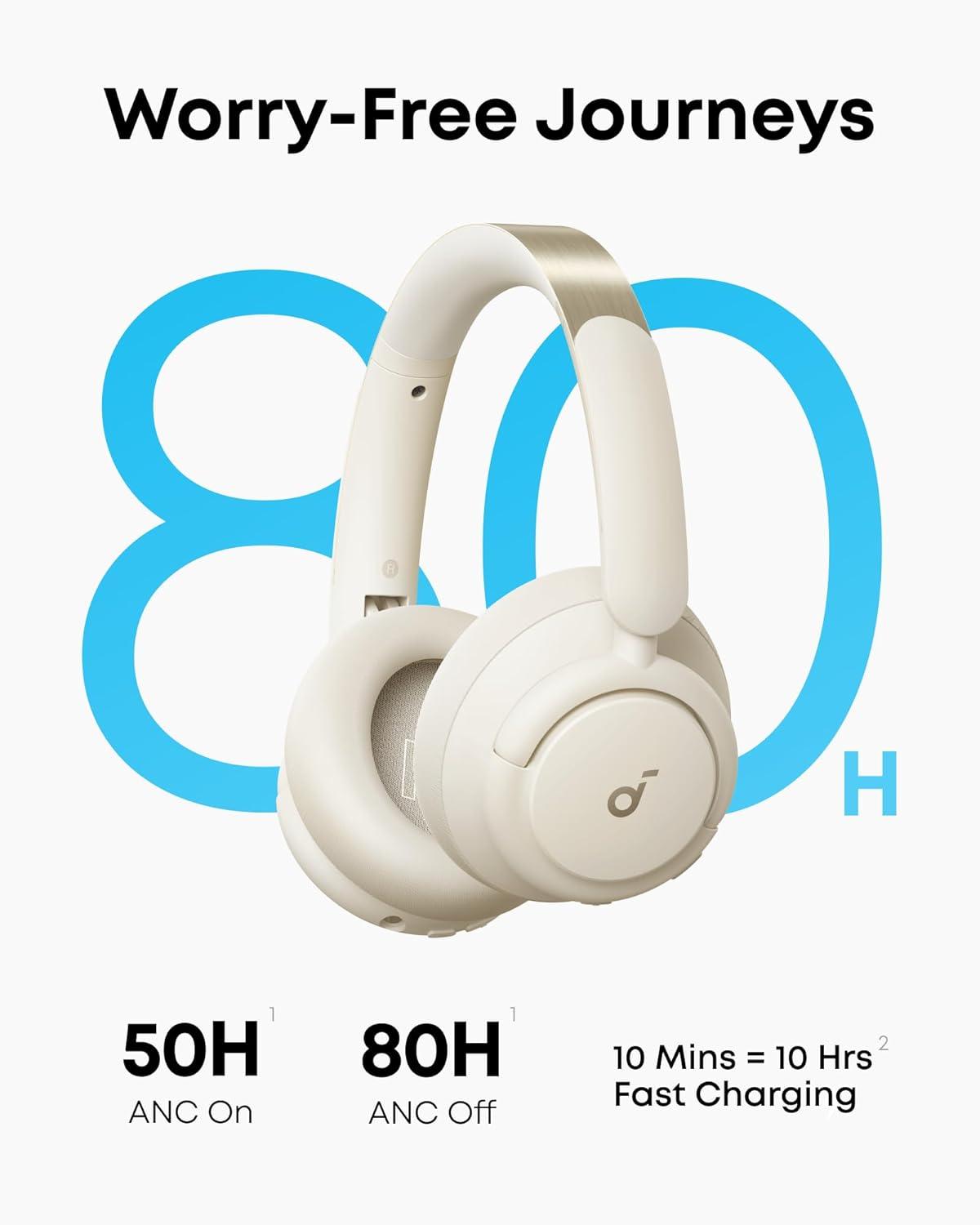 image:imageSoundcore Q30 by Anker Hybrid Active Noise Cancelling Headphones Multiple Modes HiRes Audio Custom EQ via App 50H Playtime Comfortable Fit Bluetooth Multipoint ConnectionBeige