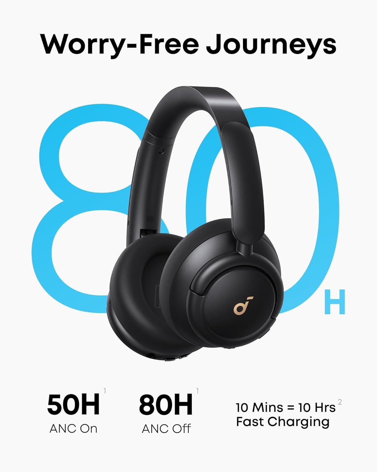 image:imageSoundcore Q30 by Anker Hybrid Active Noise Cancelling Headphones Multiple Modes HiRes Audio Custom EQ via App 50H Playtime Comfortable Fit Bluetooth Multipoint ConnectionAbsolute Black