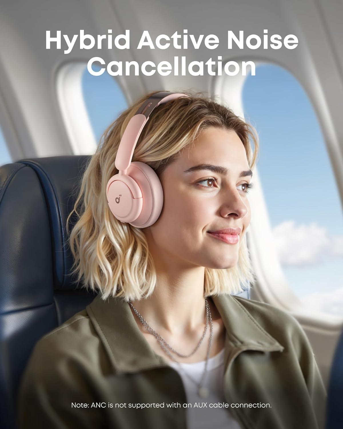 image:imageSoundcore Q30 by Anker Hybrid Active Noise Cancelling Headphones Multiple Modes HiRes Audio Custom EQ via App 50H Playtime Comfortable Fit Bluetooth Multipoint ConnectionPink