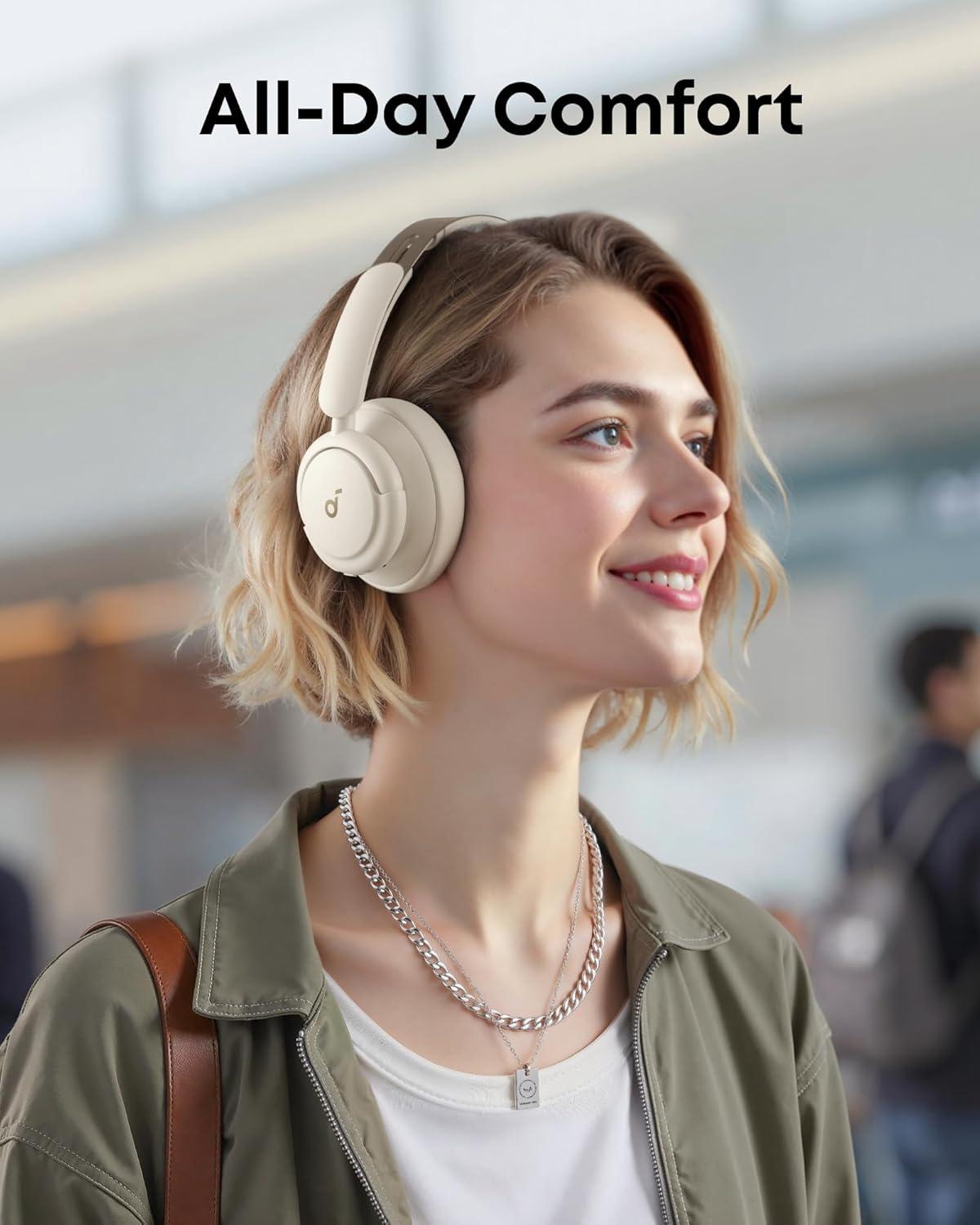 image:imageSoundcore Q30 by Anker Hybrid Active Noise Cancelling Headphones Multiple Modes HiRes Audio Custom EQ via App 50H Playtime Comfortable Fit Bluetooth Multipoint ConnectionBeige