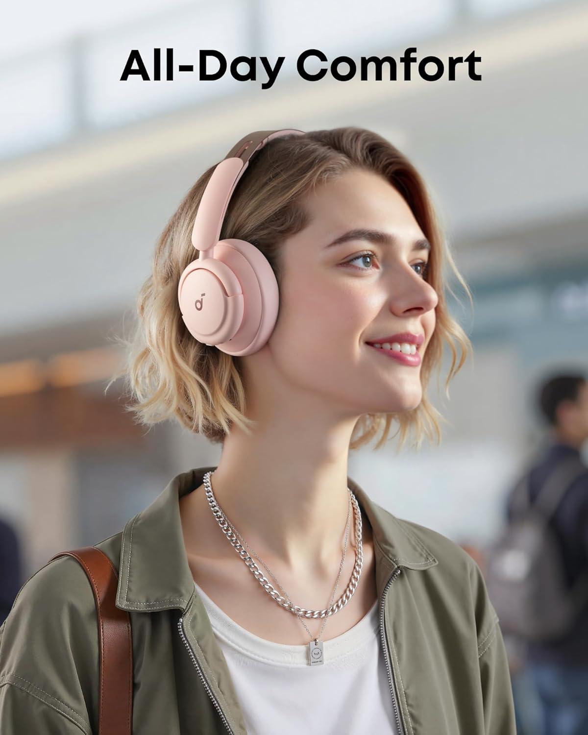 image:imageSoundcore Q30 by Anker Hybrid Active Noise Cancelling Headphones Multiple Modes HiRes Audio Custom EQ via App 50H Playtime Comfortable Fit Bluetooth Multipoint ConnectionPink