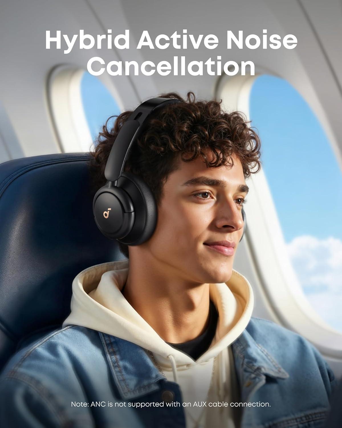 image:imageSoundcore Q30 by Anker Hybrid Active Noise Cancelling Headphones Multiple Modes HiRes Audio Custom EQ via App 50H Playtime Comfortable Fit Bluetooth Multipoint ConnectionAbsolute Black