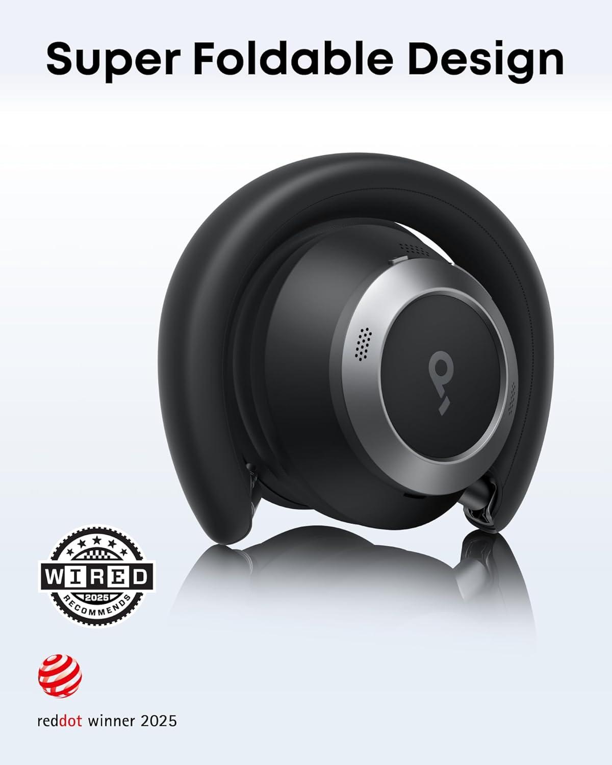 image:imageSoundcore Space One Pro FlexiCurve OverEar Headphone Adaptive Active Noise Cancelling Headphones Driven by 6 Mics 60H Lossless Audio UltraFast Charging HiRes Wireless Comfortable FitJet Black