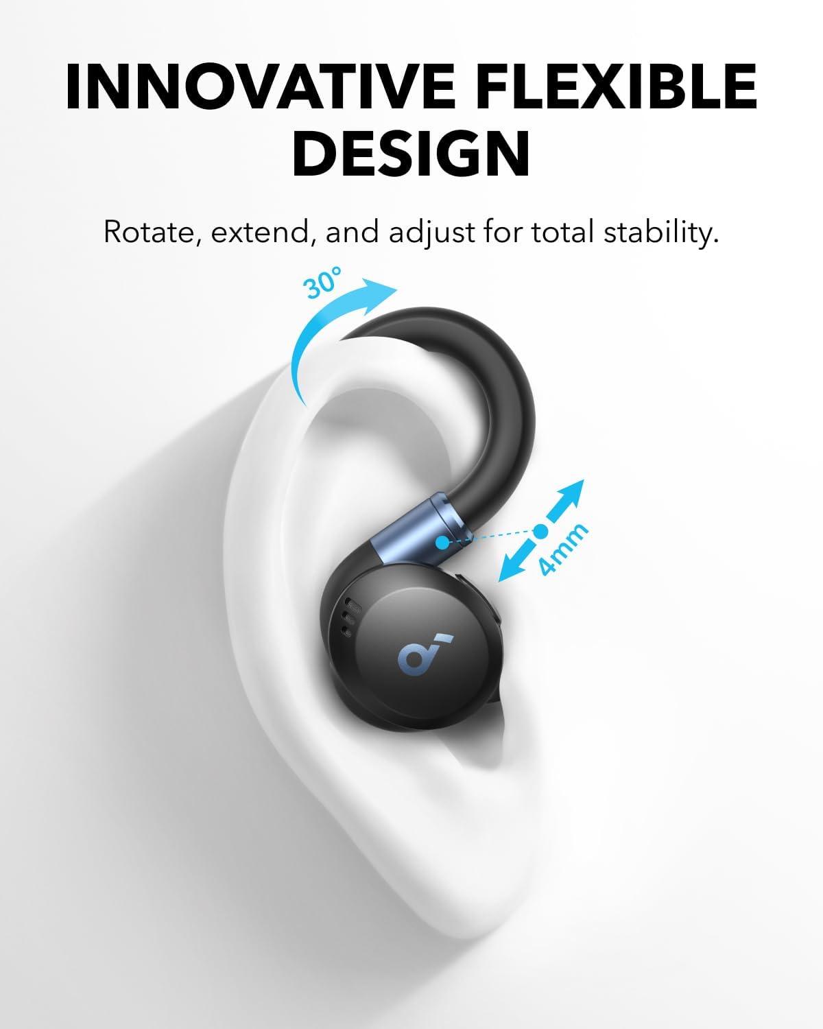 image:imageSoundcore Sport X20 by Anker TrueWireless Workout Earbuds Rotatable and Extendable Ear Hooks Noise Cancelling Deep Bass IP68 Waterproof Sweatproof Dustproof 48H Play Sport Earbuds for GymBlack