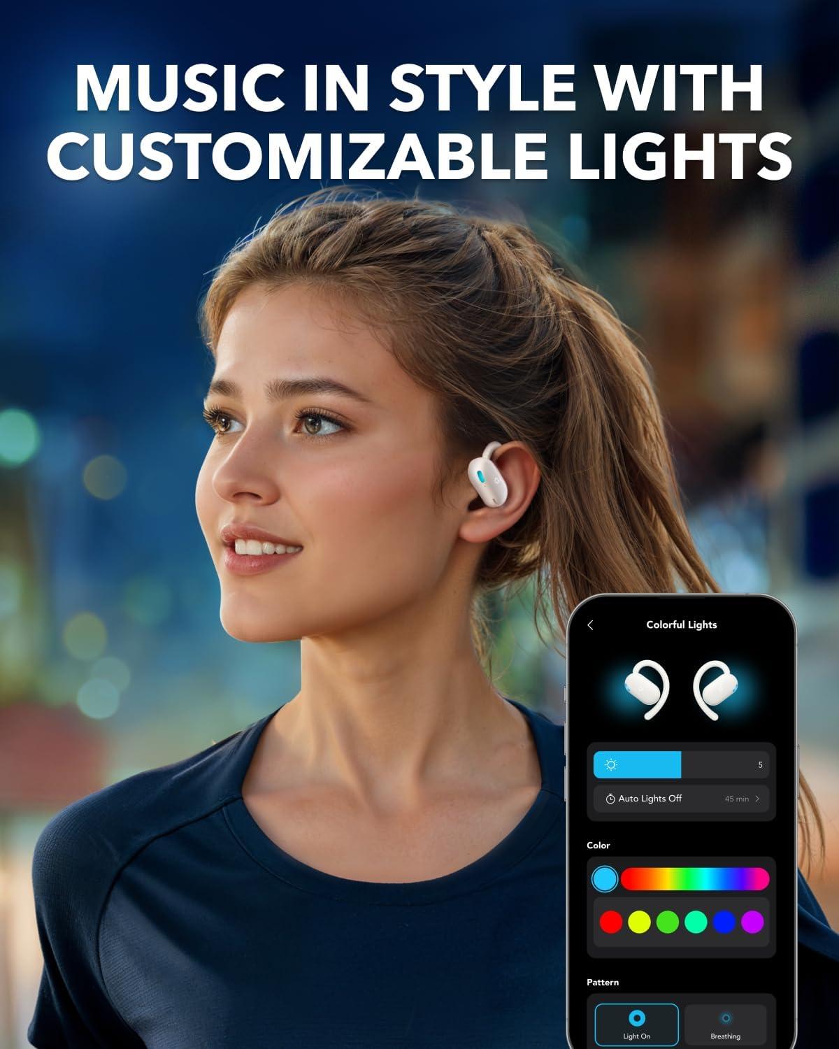 image:imageSoundcore V20i by Anker OpenEar Headphones Adjustable Ear Hooks UltraComfort Snug Fit Powerful Sound Clear Calls IP55 36H Playtime Bluetooth 54 Wireless Earbuds Multipoint ConnectionWhite