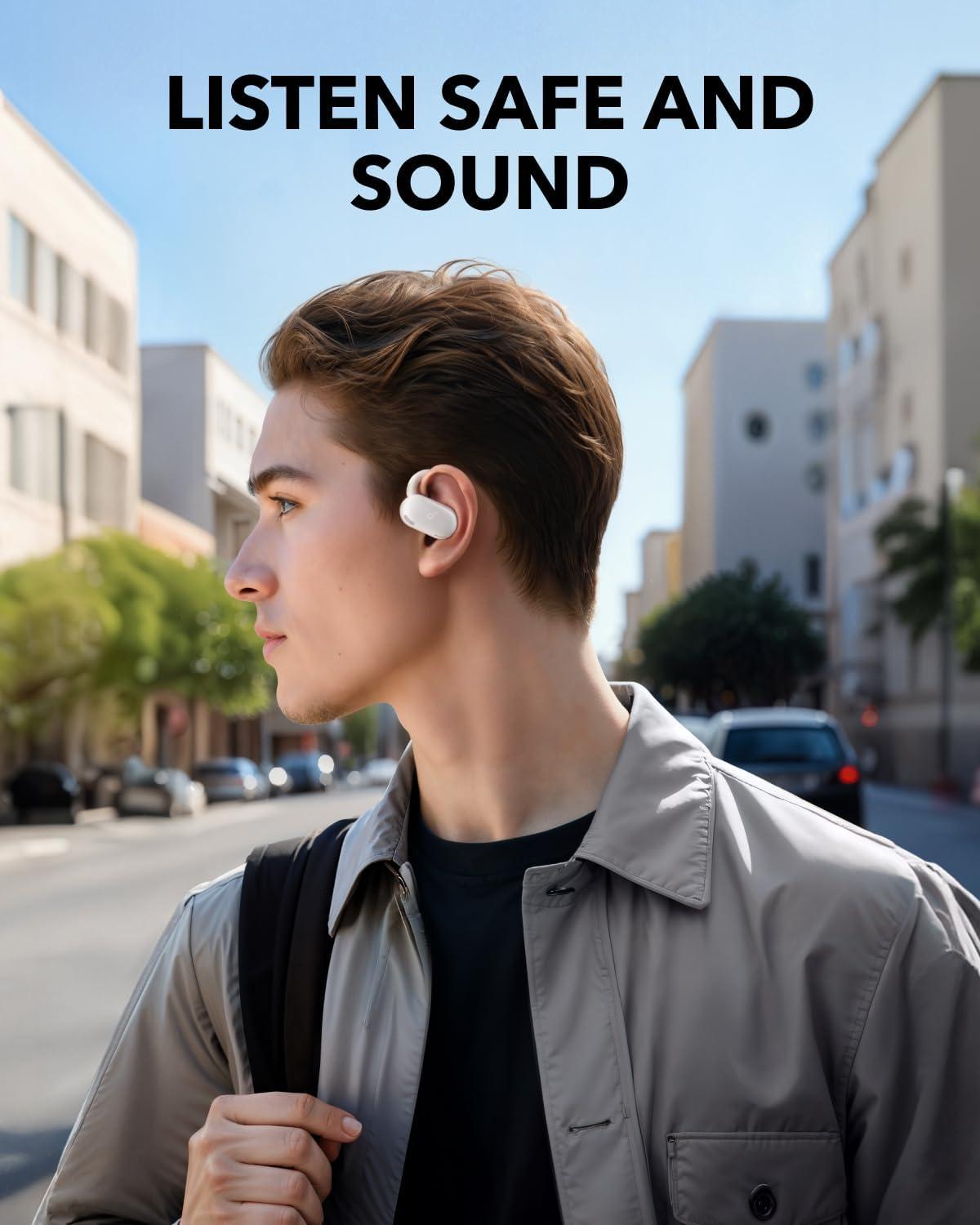 image:imageSoundcore V20i by Anker OpenEar Headphones Adjustable Ear Hooks UltraComfort Snug Fit Powerful Sound Clear Calls IP55 36H Playtime Bluetooth 54 Wireless Earbuds Multipoint ConnectionWhite