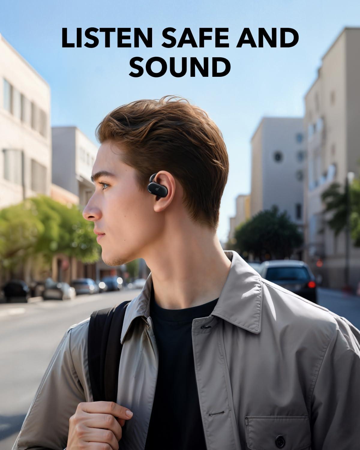 image:imageSoundcore V20i by Anker OpenEar Headphones Adjustable Ear Hooks UltraComfort Snug Fit Powerful Sound Clear Calls IP55 36H Playtime Bluetooth 54 Wireless Earbuds Multipoint ConnectionBlack
