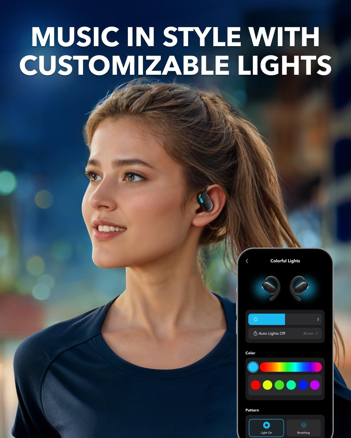 image:imageSoundcore V20i by Anker OpenEar Headphones Adjustable Ear Hooks UltraComfort Snug Fit Powerful Sound Clear Calls IP55 36H Playtime Bluetooth 54 Wireless Earbuds Multipoint ConnectionBlack