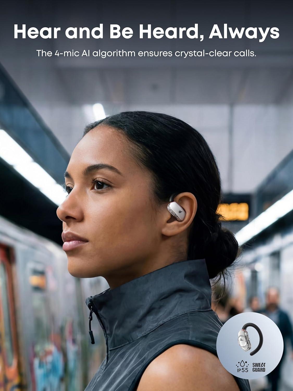 image:imageSoundcore V40i by Anker OpenEar Headphones Clear Design Lidless Case 4 Adjustable Positions for Every Ear Size Richer Bass IP55 21H Playtime AI Clear Calls Bluetooth 54 App ControlWhite