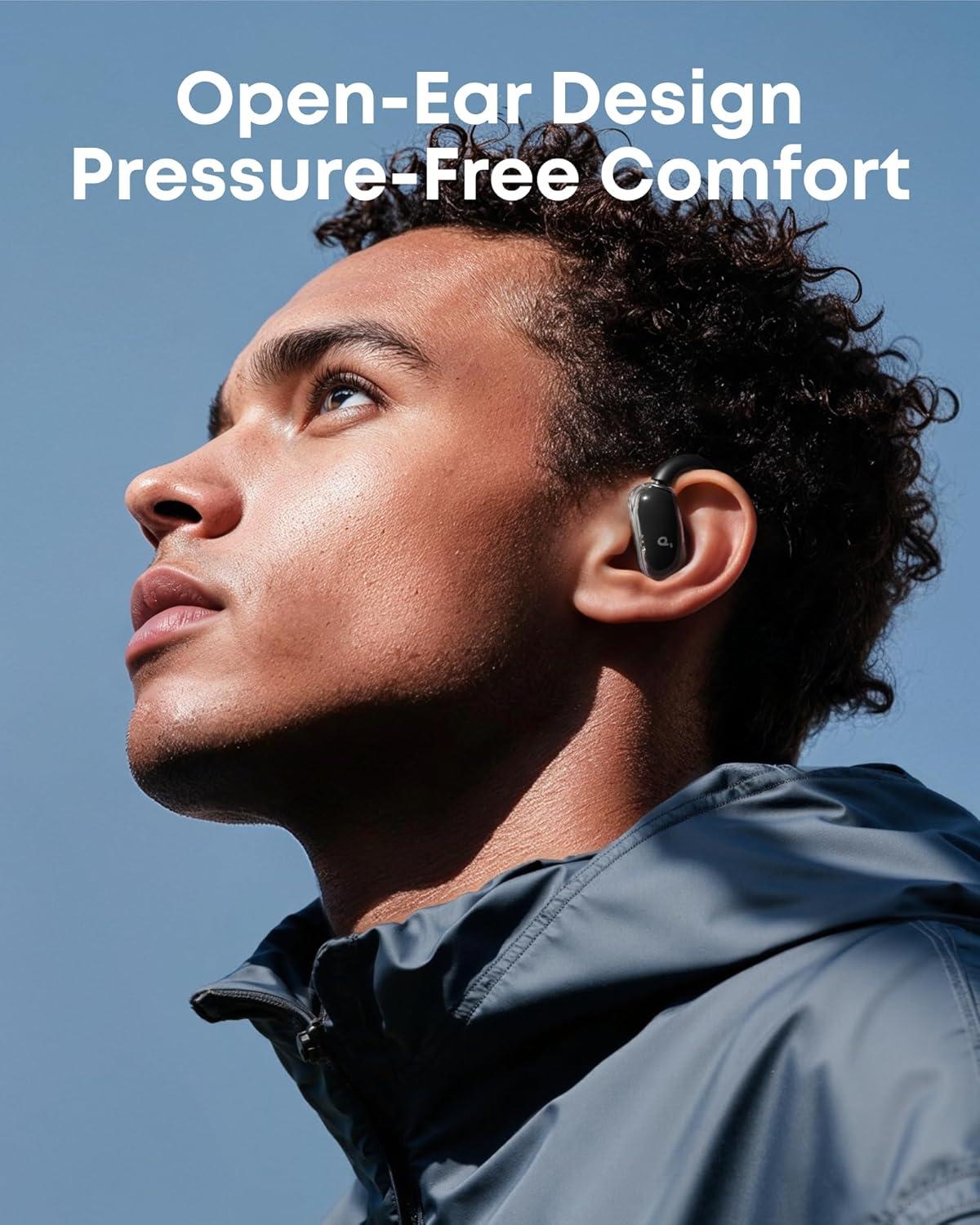 image:imageSoundcore V40i by Anker OpenEar Headphones Clear Design Lidless Case 4 Adjustable Positions for Every Ear Size Richer Bass IP55 21H Playtime AI Clear Calls Bluetooth 54 App ControlBlack