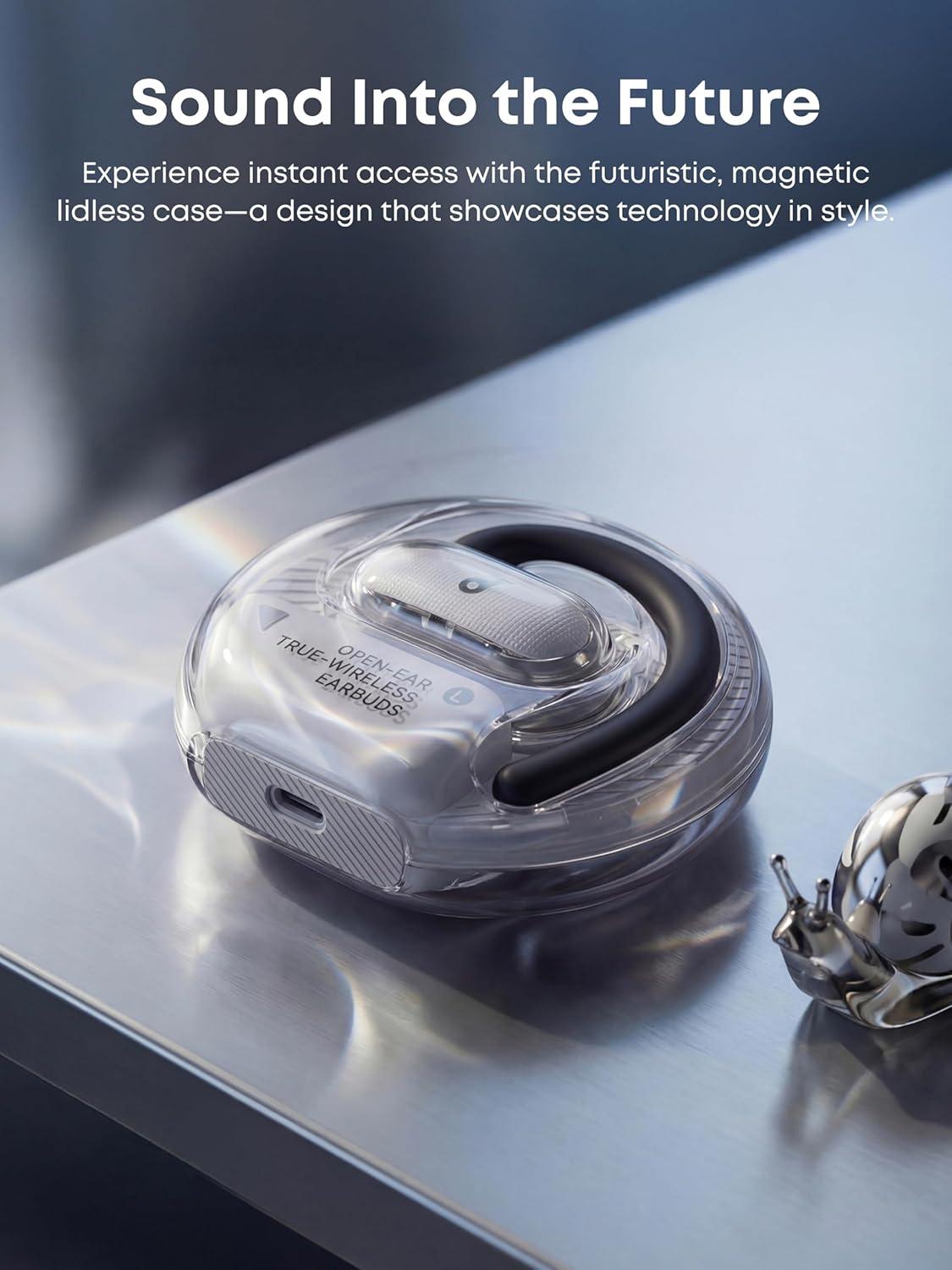 image:imageSoundcore V40i by Anker OpenEar Headphones Clear Design Lidless Case 4 Adjustable Positions for Every Ear Size Richer Bass IP55 21H Playtime AI Clear Calls Bluetooth 54 App ControlWhite