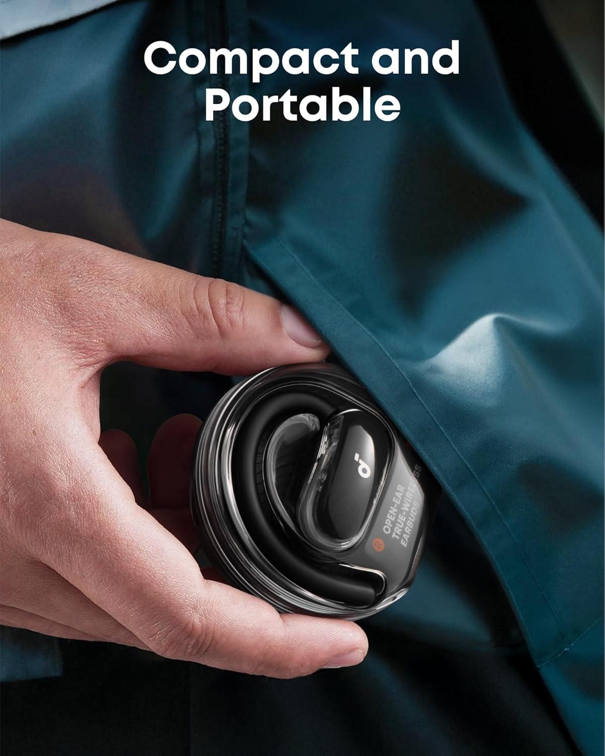 image:imageSoundcore V40i by Anker OpenEar Headphones Clear Design Lidless Case 4 Adjustable Positions for Every Ear Size Richer Bass IP55 21H Playtime AI Clear Calls Bluetooth 54 App ControlBlack