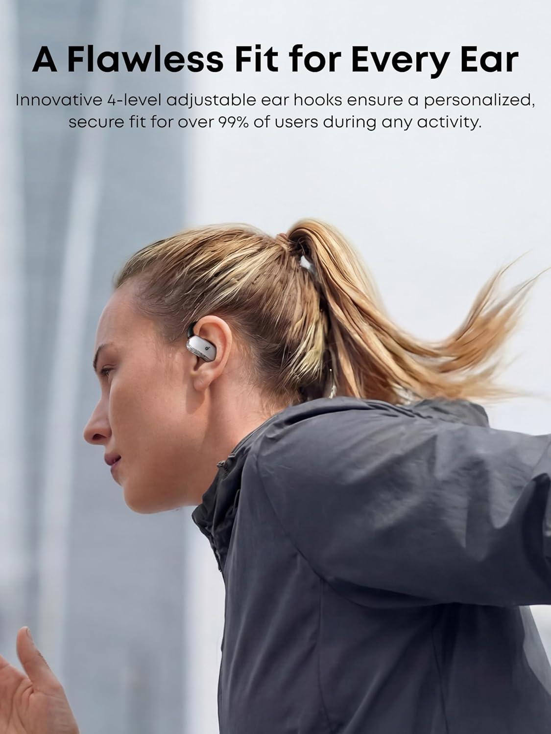 image:imageSoundcore V40i by Anker OpenEar Headphones Clear Design Lidless Case 4 Adjustable Positions for Every Ear Size Richer Bass IP55 21H Playtime AI Clear Calls Bluetooth 54 App ControlWhite