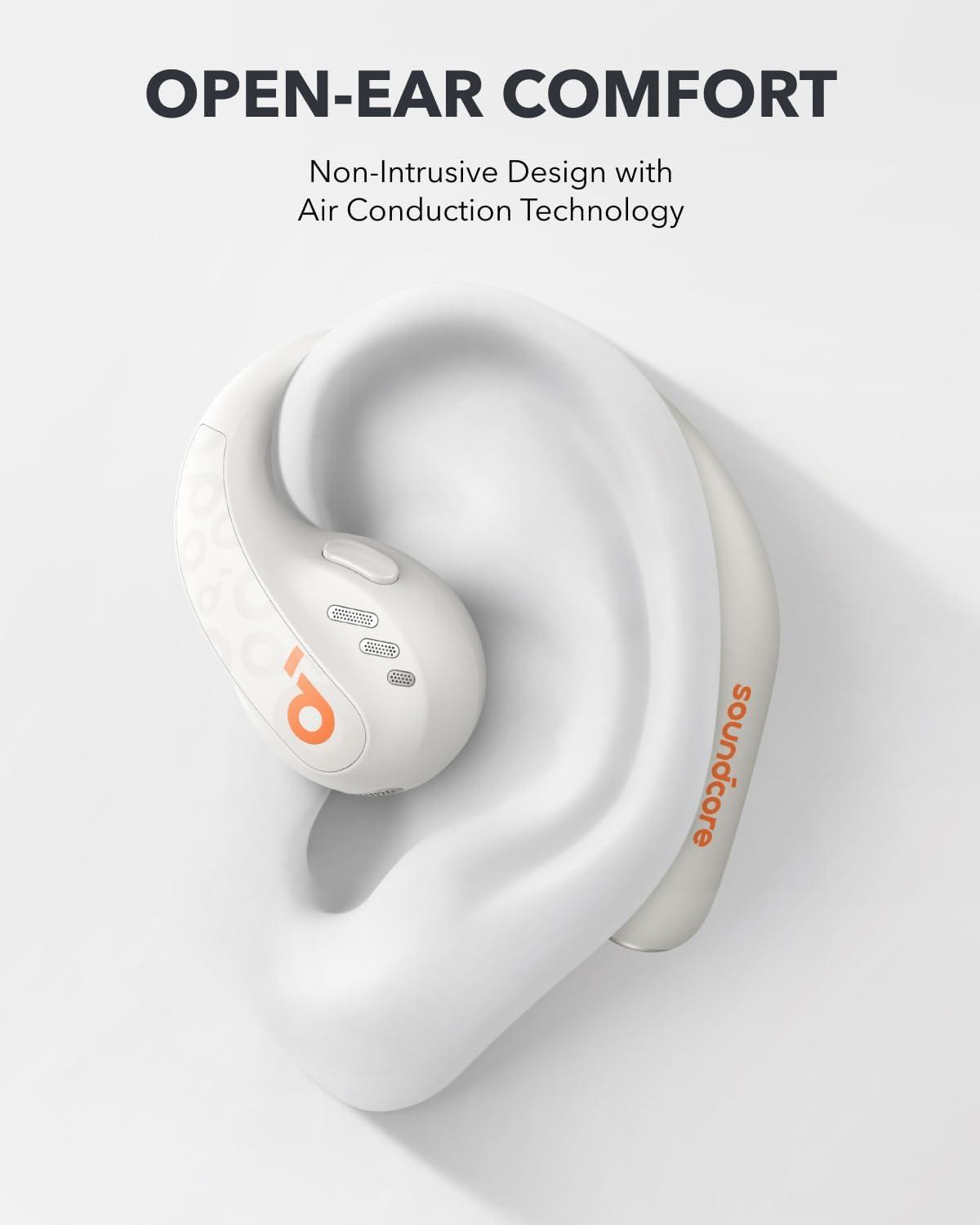 image:imageSoundcore by Anker AeroFit Pro OpenEar Headphones Ultra Comfort Secure Fit Ergonomic Design Rich Sound with LDAC Bluetooth 53 IP55 WaterResistant 46H Playtime App Control Wireless EarbudsFrost White