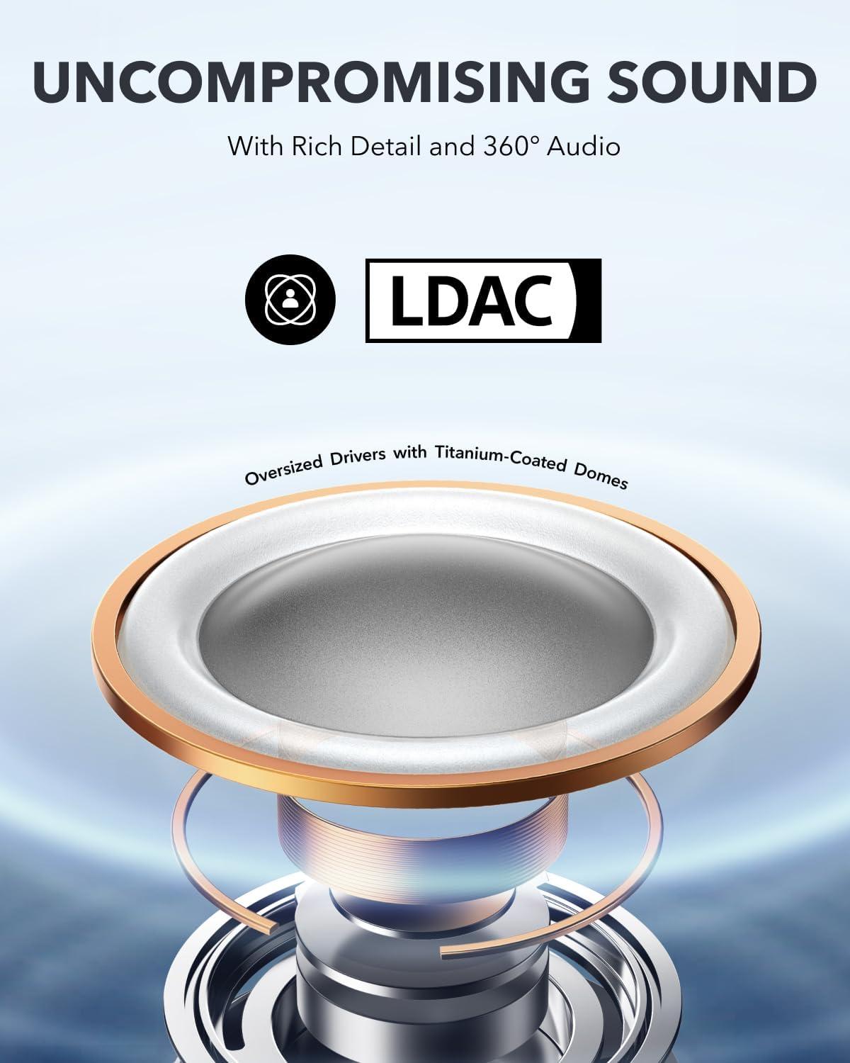 image:imageSoundcore by Anker AeroFit Pro OpenEar Headphones Ultra Comfort Secure Fit Ergonomic Design Rich Sound with LDAC Bluetooth 53 IP55 WaterResistant 46H Playtime App Control Wireless EarbudsFrost White