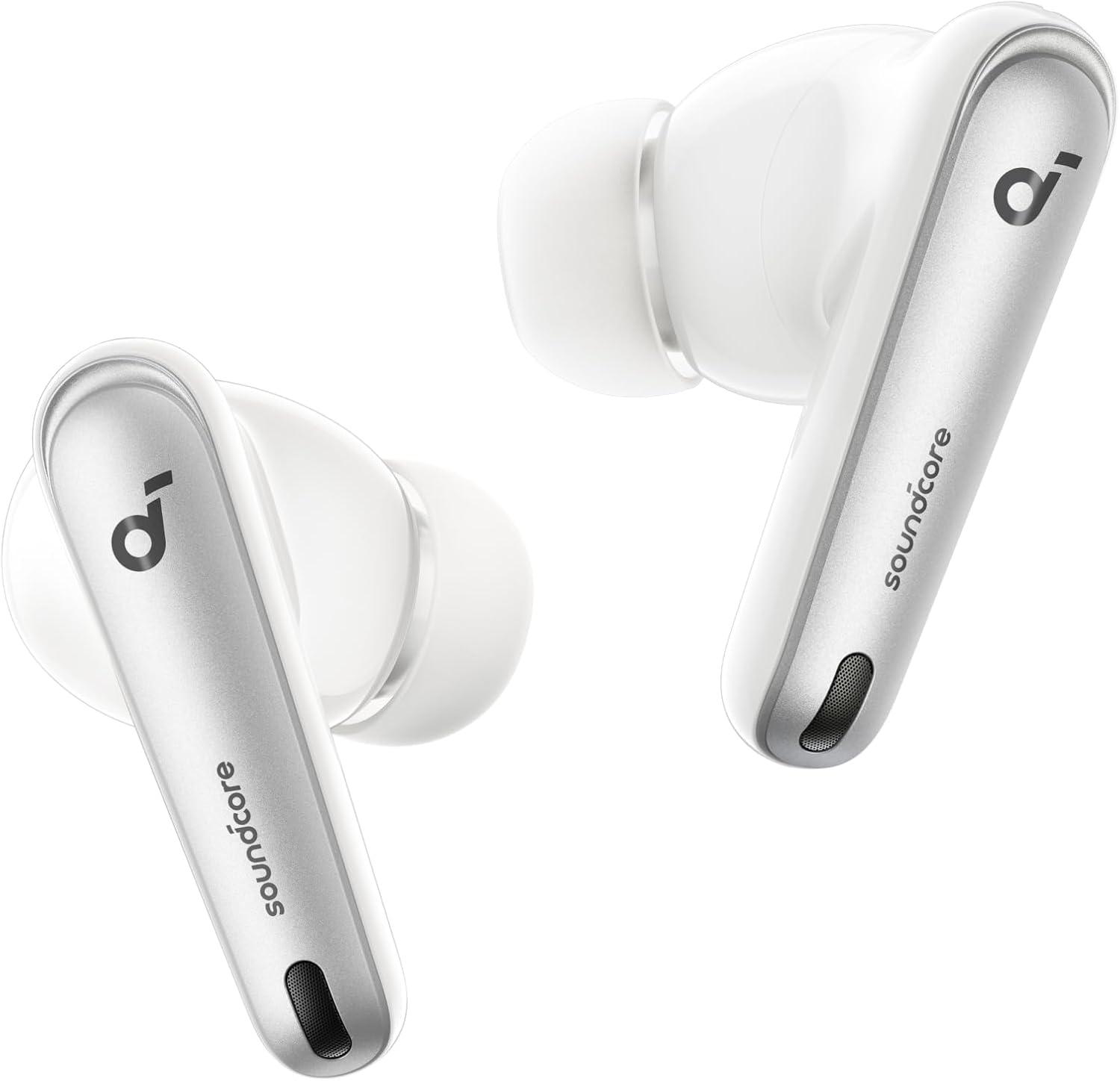 image:imageSoundcore by Anker Liberty 4 NC Noise Cancelling Earbuds 985 Noise Reduction Adaptive Noise Cancelling to Ears and Environment HiRes Sound 50H Battery Wireless Charging Bluetooth 53Clear White