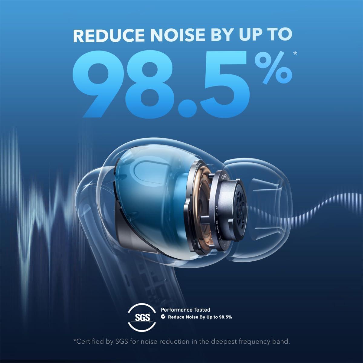 image:imageSoundcore by Anker Liberty 4 NC Noise Cancelling Earbuds 985 Noise Reduction Adaptive Noise Cancelling to Ears and Environment HiRes Sound 50H Battery Wireless Charging Bluetooth 53Pastel Pink