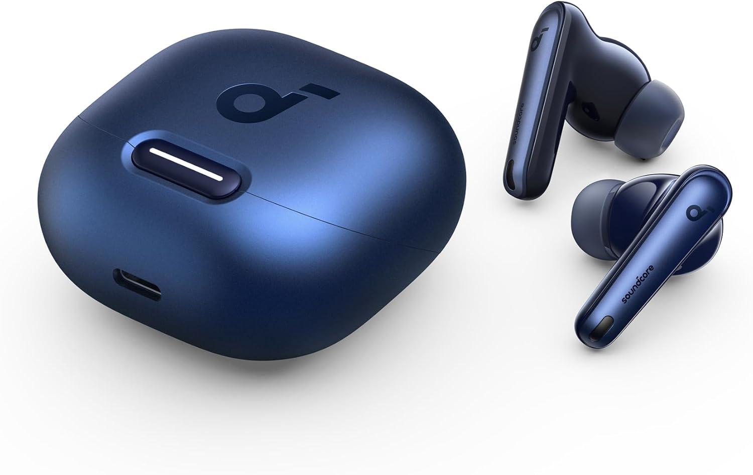 image:imageSoundcore by Anker Liberty 4 NC Noise Cancelling Earbuds 985 Noise Reduction Adaptive Noise Cancelling to Ears and Environment HiRes Sound 50H Battery Wireless Charging Bluetooth 53Navy Blue