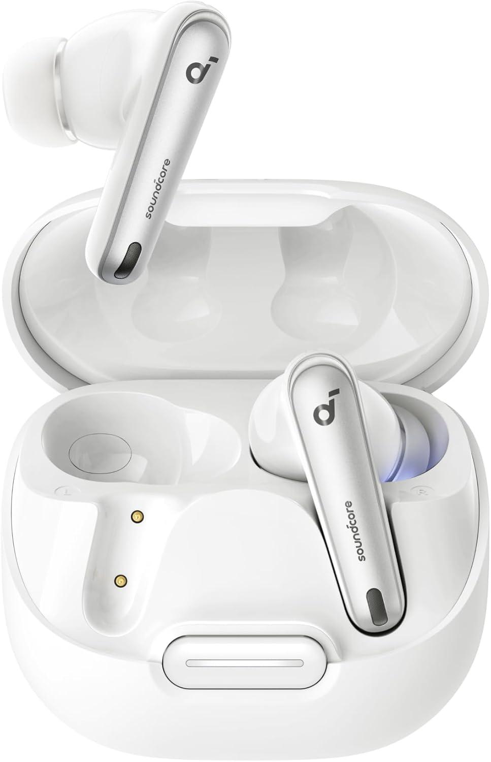 image:imageSoundcore by Anker Liberty 4 NC Noise Cancelling Earbuds 985 Noise Reduction Adaptive Noise Cancelling to Ears and Environment HiRes Sound 50H Battery Wireless Charging Bluetooth 53Clear White