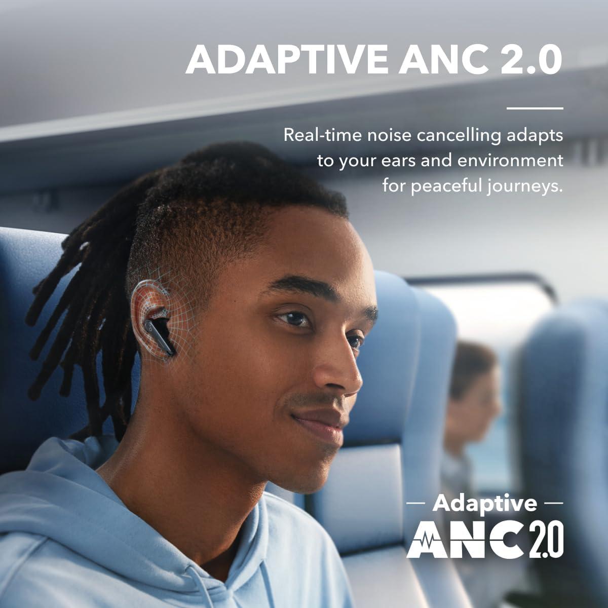 image:imageSoundcore by Anker Liberty 4 NC Noise Cancelling Earbuds 985 Noise Reduction Adaptive Noise Cancelling to Ears and Environment HiRes Sound 50H Battery Wireless Charging Bluetooth 53Black
