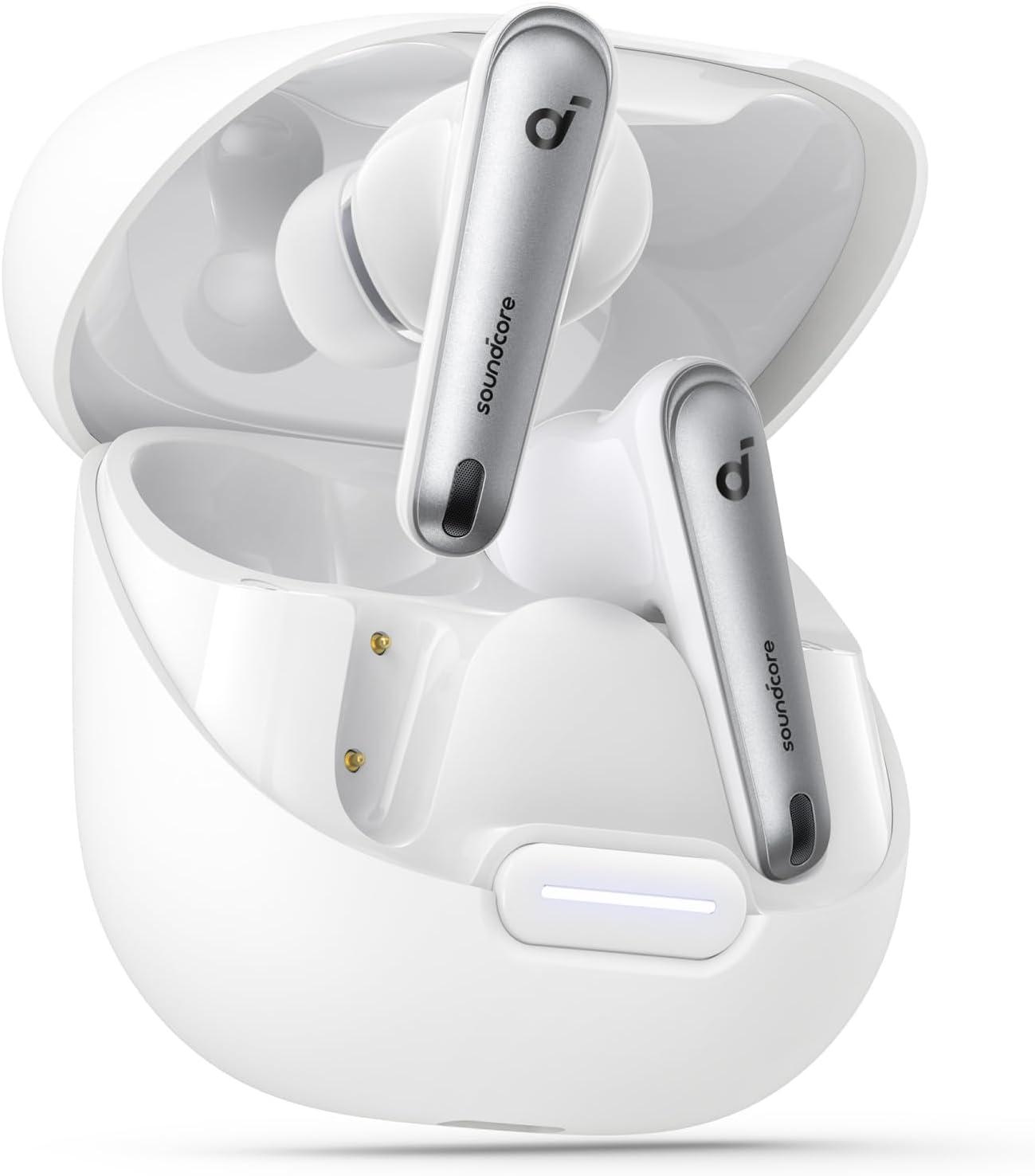 image:imageSoundcore by Anker Liberty 4 NC Noise Cancelling Earbuds 985 Noise Reduction Adaptive Noise Cancelling to Ears and Environment HiRes Sound 50H Battery Wireless Charging Bluetooth 53Clear White