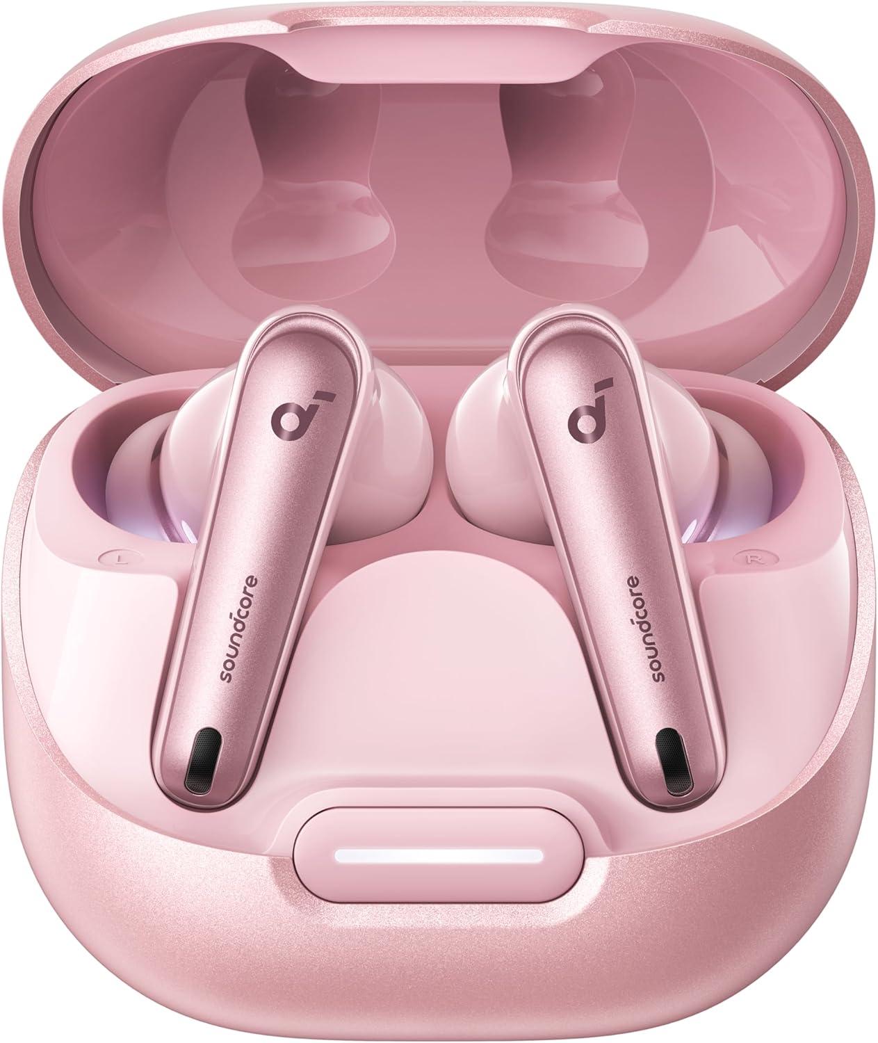 image:imageSoundcore by Anker Liberty 4 NC Noise Cancelling Earbuds 985 Noise Reduction Adaptive Noise Cancelling to Ears and Environment HiRes Sound 50H Battery Wireless Charging Bluetooth 53Pastel Pink
