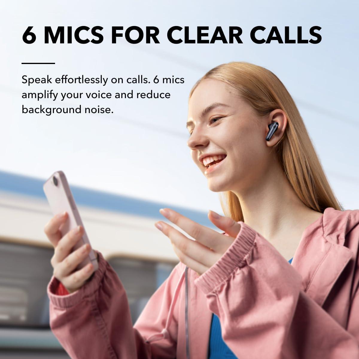 image:imageSoundcore by Anker Liberty 4 NC Noise Cancelling Earbuds 985 Noise Reduction Adaptive Noise Cancelling to Ears and Environment HiRes Sound 50H Battery Wireless Charging Bluetooth 53Black