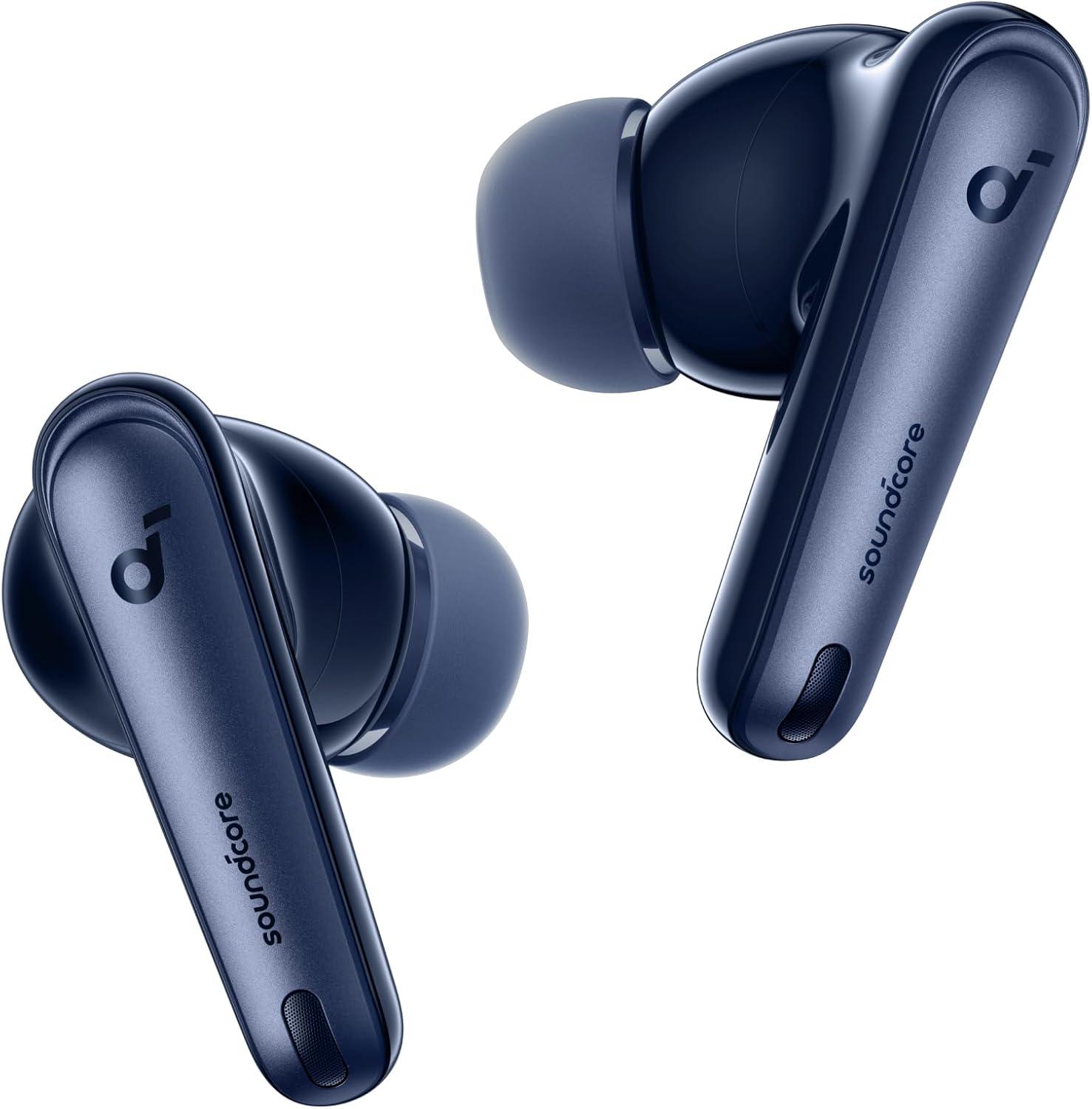 image:imageSoundcore by Anker Liberty 4 NC Noise Cancelling Earbuds 985 Noise Reduction Adaptive Noise Cancelling to Ears and Environment HiRes Sound 50H Battery Wireless Charging Bluetooth 53Navy Blue