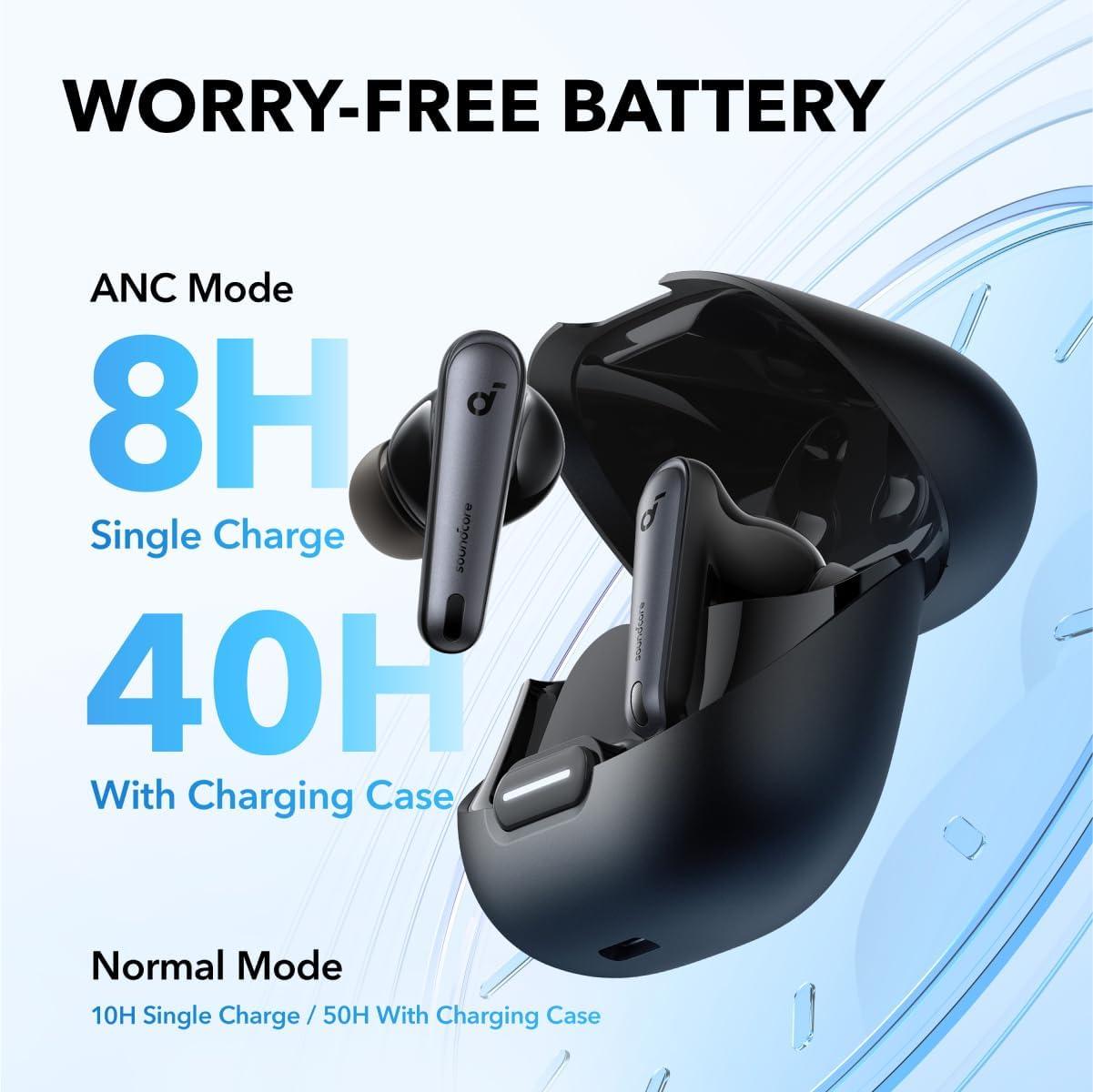 image:imageSoundcore by Anker Liberty 4 NC Noise Cancelling Earbuds 985 Noise Reduction Adaptive Noise Cancelling to Ears and Environment HiRes Sound 50H Battery Wireless Charging Bluetooth 53Black