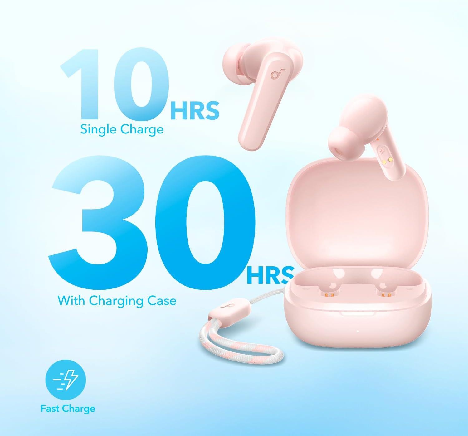 image:imageSoundcore by Anker P20i True Wireless Earbuds 10mm Drivers with Big Bass Bluetooth 53 30H Long Playtime WaterResistant 2 Mics for AI Clear Calls 22 Preset EQs Customization BluePink