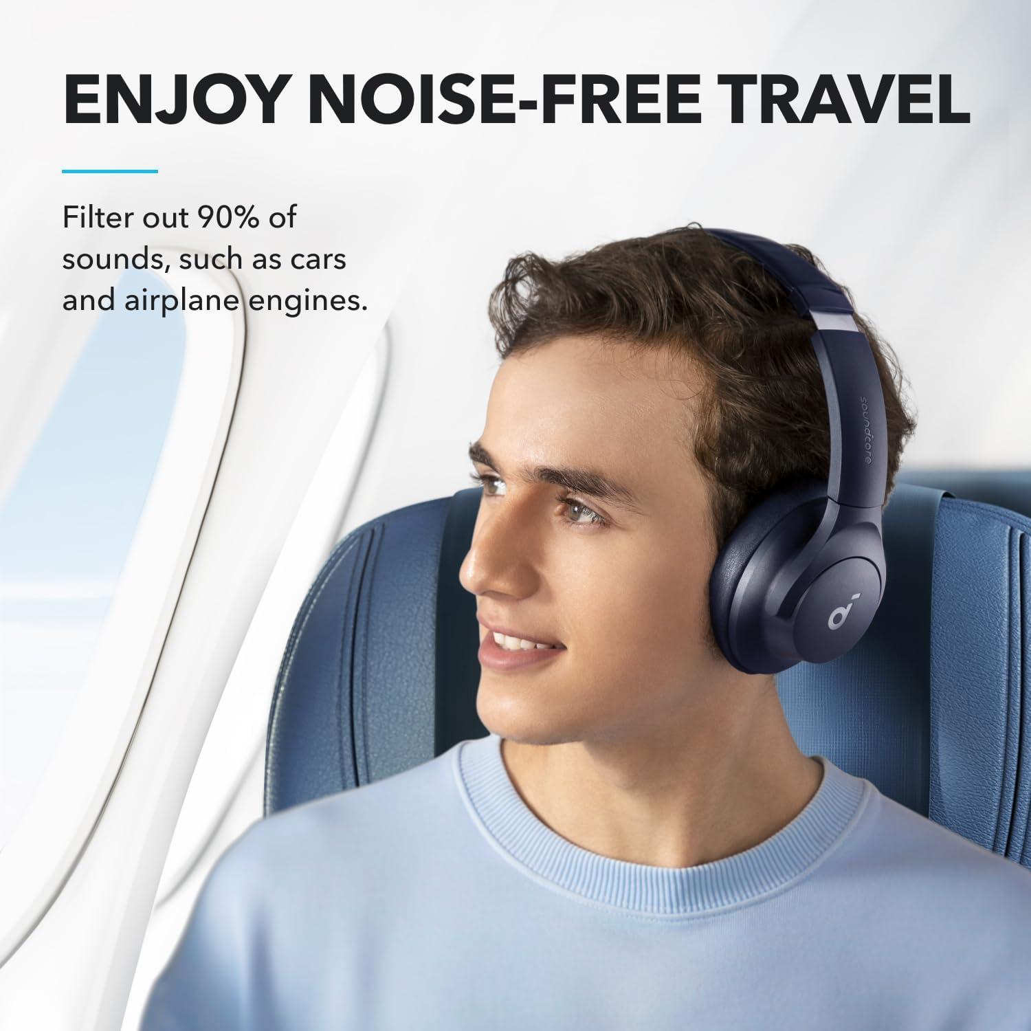 image:imageSoundcore by Anker Q20i Hybrid Active Noise Cancelling Headphones Wireless OverEar Bluetooth 40H Long ANC Playtime HiRes Audio Big Bass Customize via an App Transparency ModeBlue