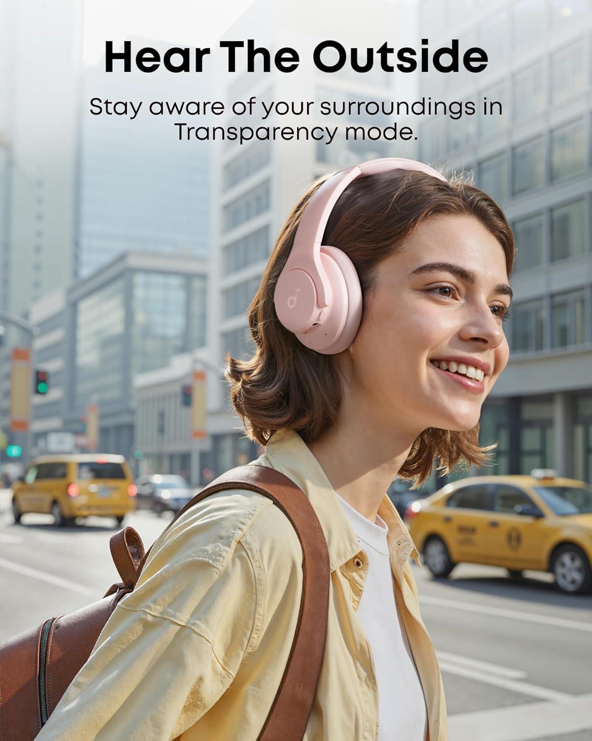 image:imageSoundcore by Anker Q20i Hybrid Active Noise Cancelling Headphones Wireless OverEar Bluetooth 40H Long ANC Playtime HiRes Audio Big Bass Customize via an App Transparency ModePink