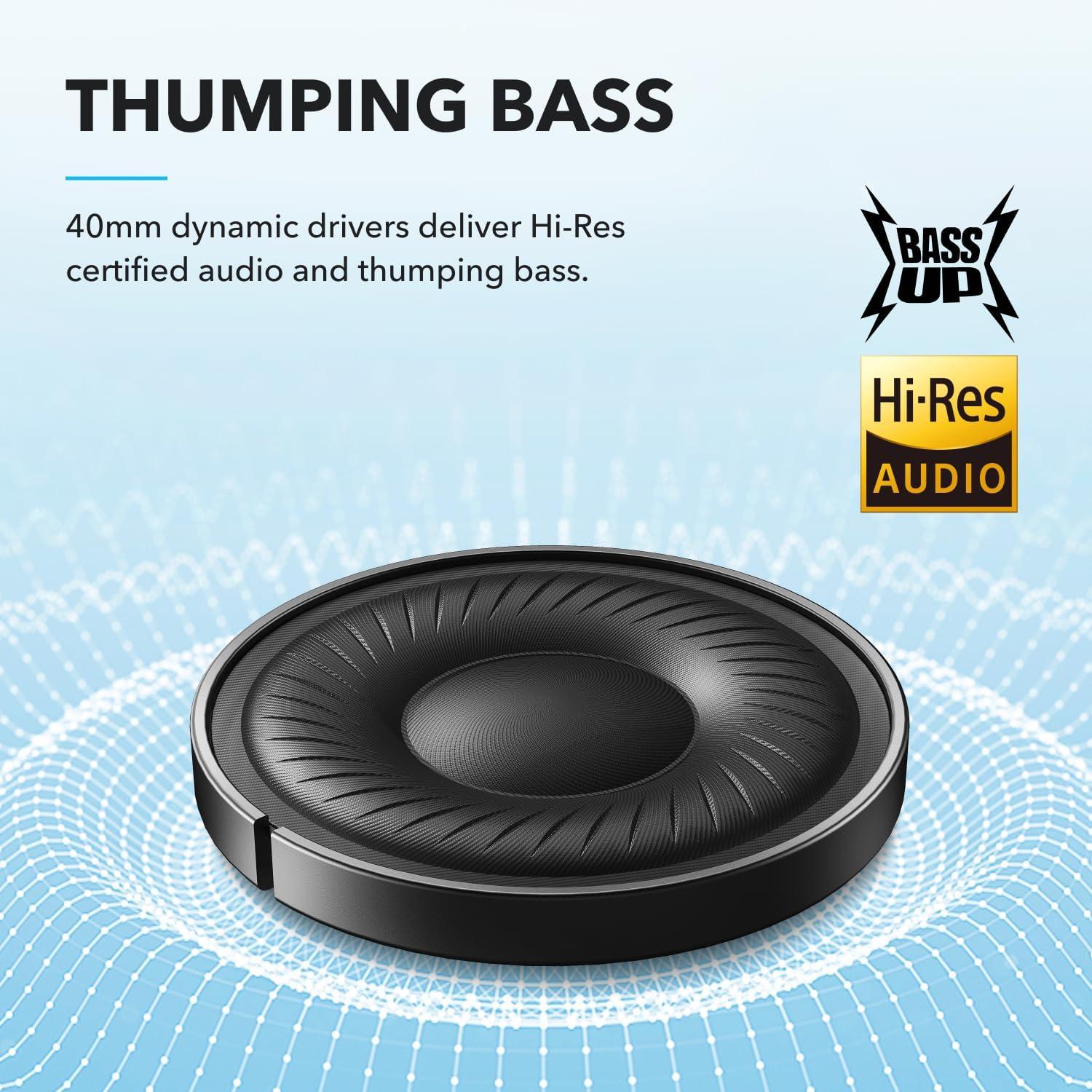 image:imageSoundcore by Anker Q20i Hybrid Active Noise Cancelling Headphones Wireless OverEar Bluetooth 40H Long ANC Playtime HiRes Audio Big Bass Customize via an App Transparency ModeBlue