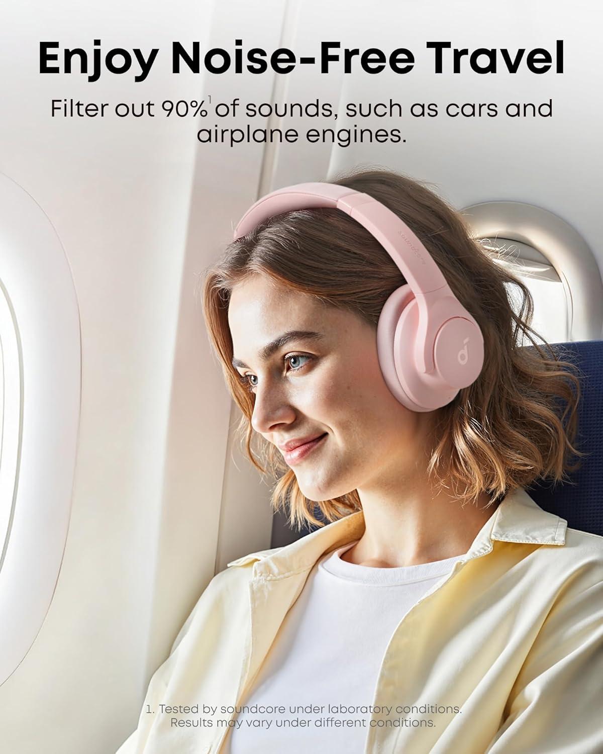 image:imageSoundcore by Anker Q20i Hybrid Active Noise Cancelling Headphones Wireless OverEar Bluetooth 40H Long ANC Playtime HiRes Audio Big Bass Customize via an App Transparency ModePink