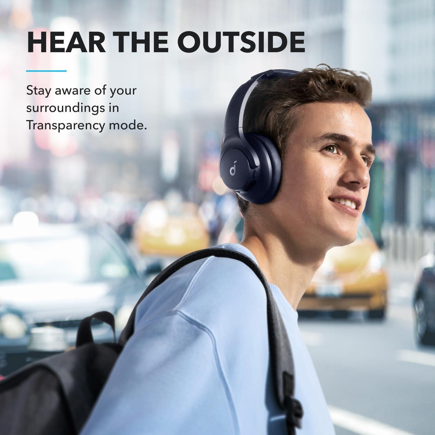 image:imageSoundcore by Anker Q20i Hybrid Active Noise Cancelling Headphones Wireless OverEar Bluetooth 40H Long ANC Playtime HiRes Audio Big Bass Customize via an App Transparency ModeBlue