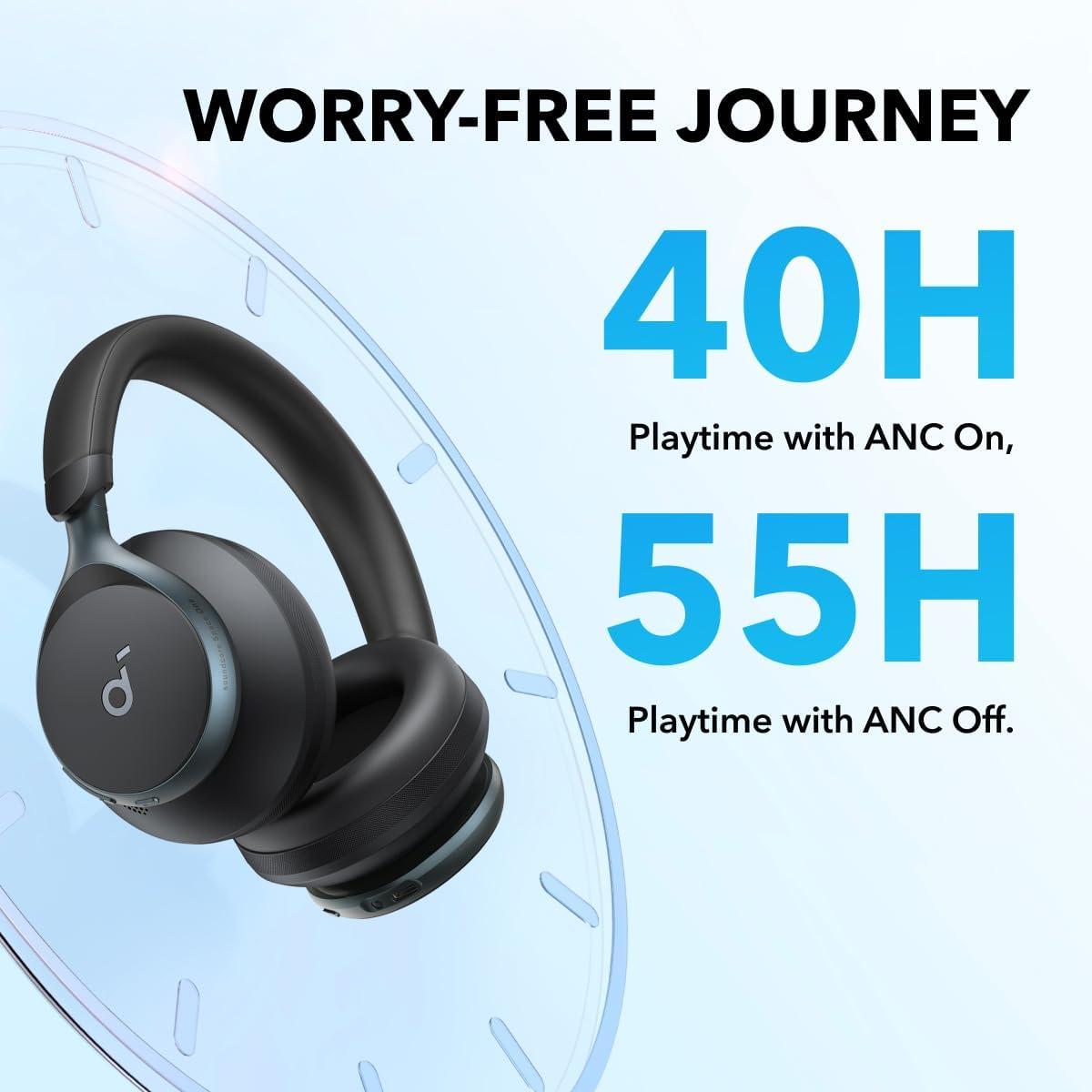 image:imageSoundcore by Anker Space One Active Noise Cancelling Headphones 2X Stronger Voice Reduction 40H ANC Playtime App Control LDAC HiRes Wireless Audio Comfortable Fit Clear Calls Bluetooth 53Abyss Black