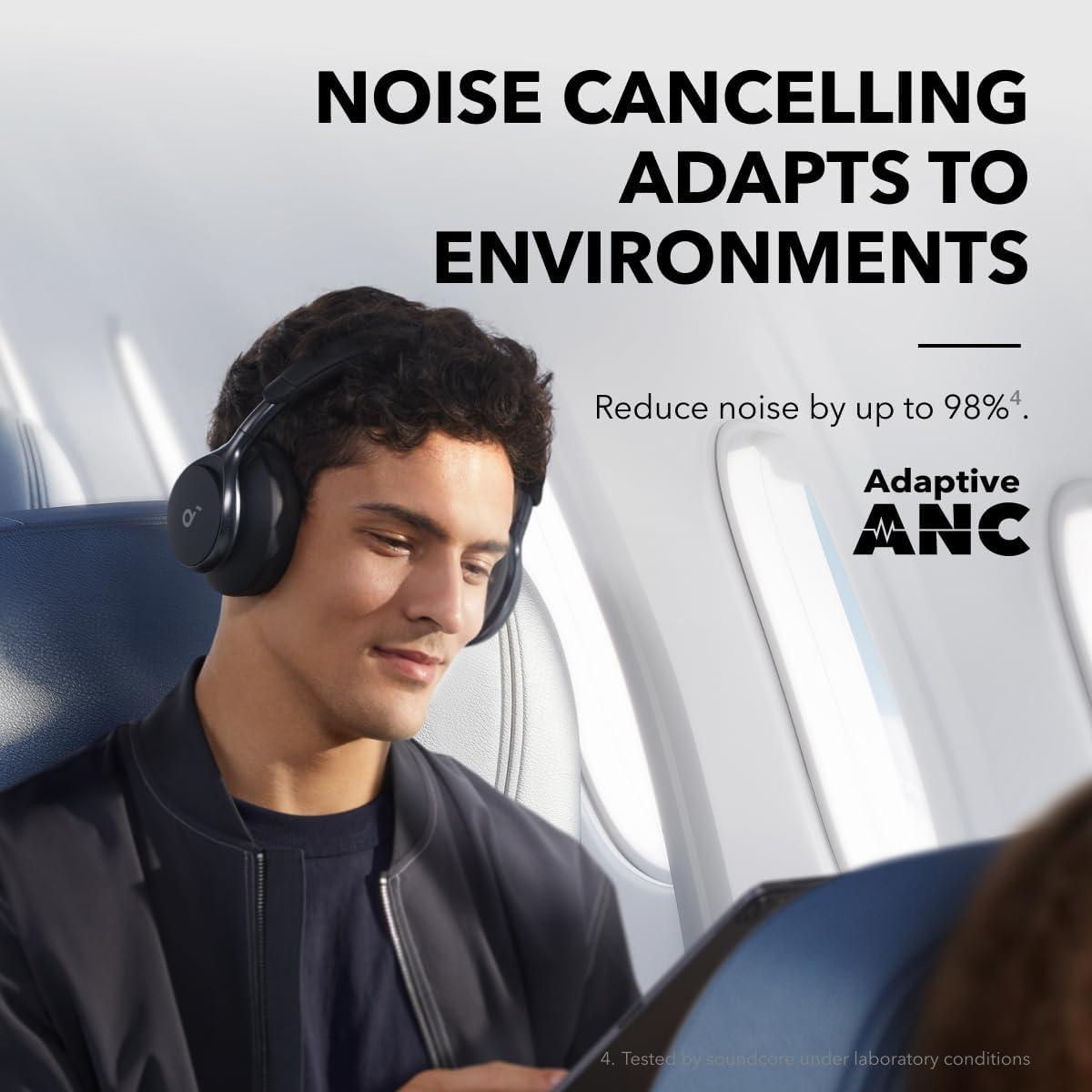 image:imageSoundcore by Anker Space One Active Noise Cancelling Headphones 2X Stronger Voice Reduction 40H ANC Playtime App Control LDAC HiRes Wireless Audio Comfortable Fit Clear Calls Bluetooth 53Abyss Black