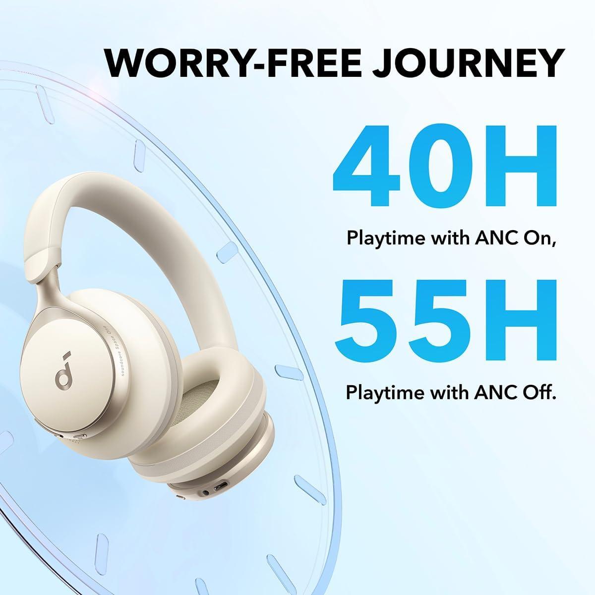 image:imageSoundcore by Anker Space One Active Noise Cancelling Headphones 2X Stronger Voice Reduction 40H ANC Playtime App Control LDAC HiRes Wireless Audio Comfortable Fit Clear Calls Bluetooth 53Latte Cream