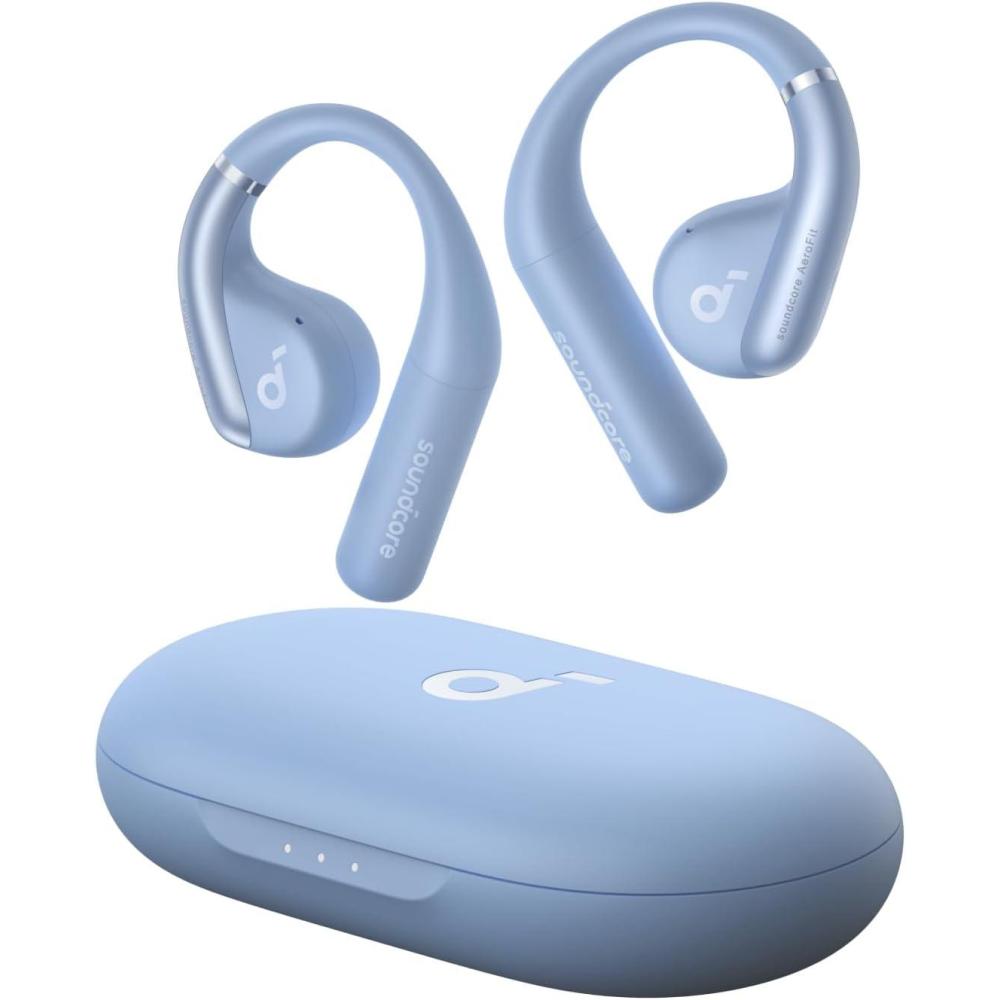 image:imageAnker Soundcore AeroFit OpenEar Headphones Ultra Comfort Snug Fit Ergonomic Ear Hook Balanced Sound IPX7 Waterproof 42H PlaytimeSmallEar FriendlyApp ControlClear CallsWireless EarbudsCozy Blue