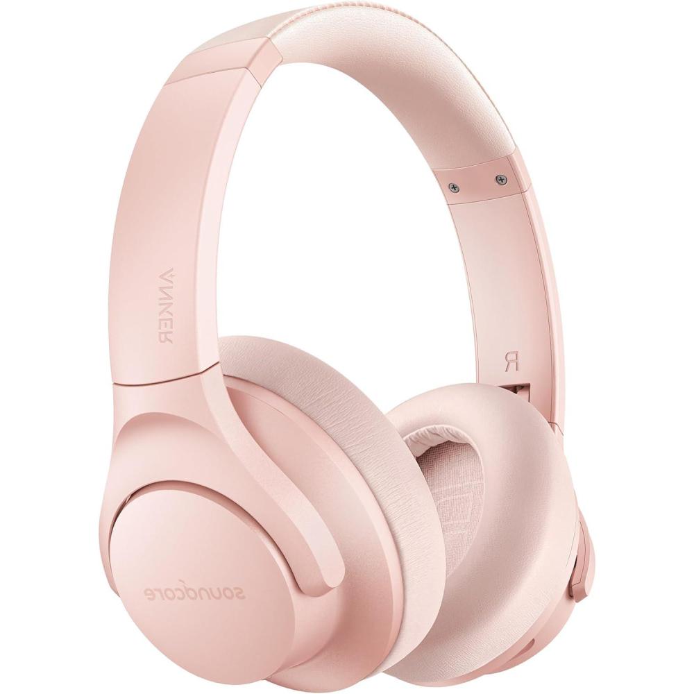 image:imageSoundcore Anker Life Q20 Hybrid Active Noise Cancelling Headphones Wireless Over Ear Bluetooth Headphones 60H Playtime HiRes Audio Deep Bass Foam Ear Cups Travel Office USBC ChargingPink