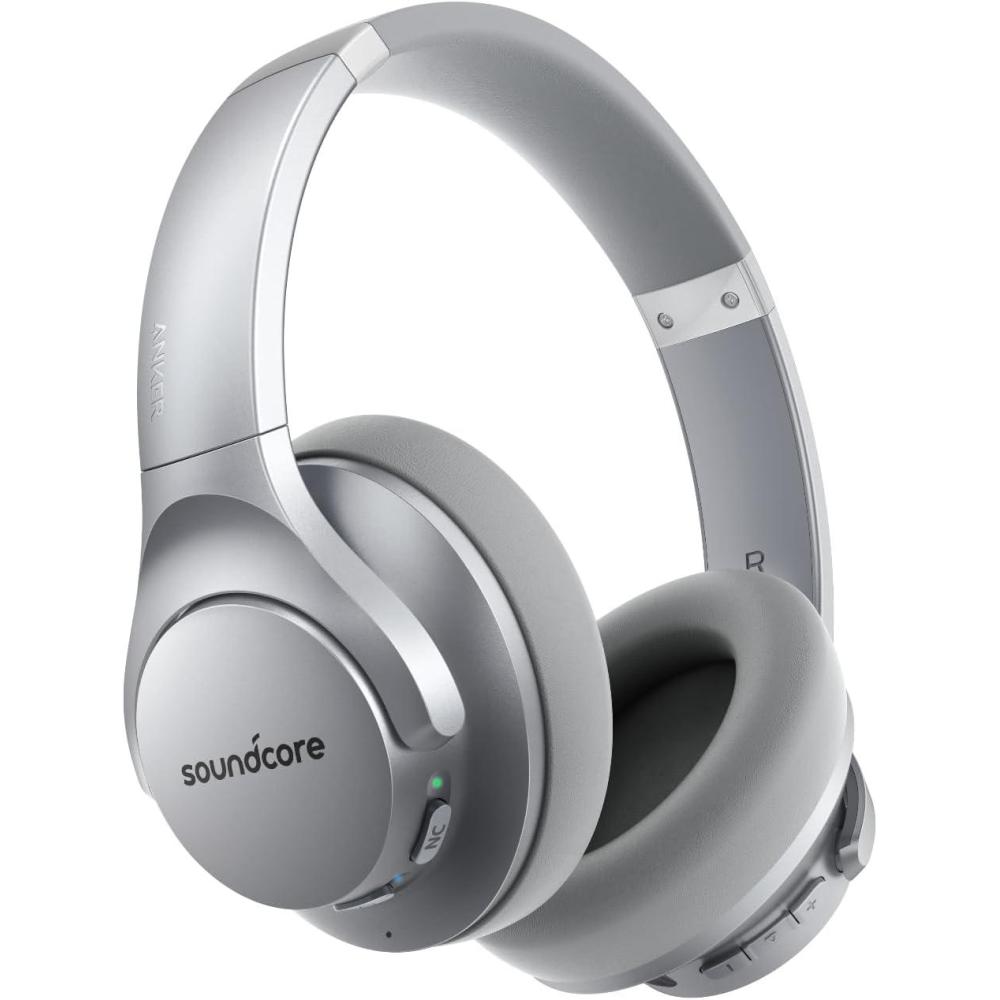 image:imageSoundcore Anker Life Q20 Hybrid Active Noise Cancelling Headphones Wireless Over Ear Bluetooth Headphones 60H Playtime HiRes Audio Deep Bass Foam Ear Cups Travel Office USBC ChargingSilver