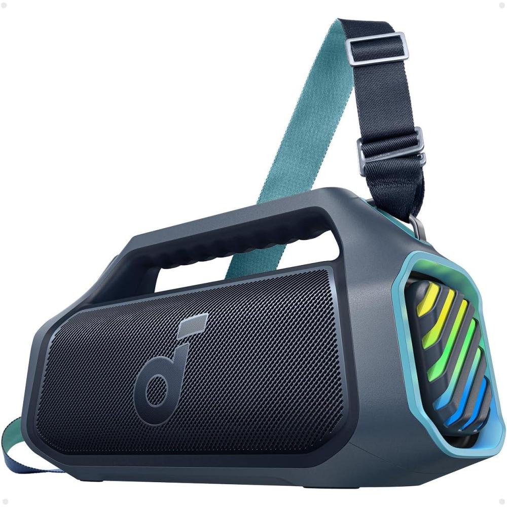 image:imageSoundcore Boom 2 Plus Portable Speaker by Anker 140W 22 Channel BassUp 20 20H Playtime Fast Charge IPX7 Waterproof RGB Lights Power Bank Bluetooth 53 Outdoor Speakers Camping BeachBlue