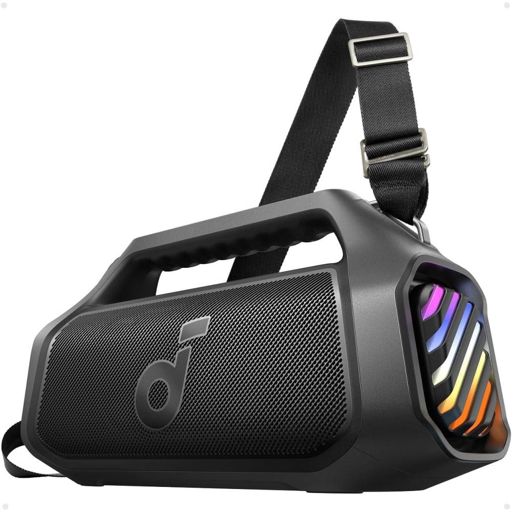 image:imageSoundcore Boom 2 Plus Portable Speaker by Anker 140W 22 Channel BassUp 20 20H Playtime Fast Charge IPX7 Waterproof RGB Lights Power Bank Bluetooth 53 Outdoor Speakers Camping BeachBlack