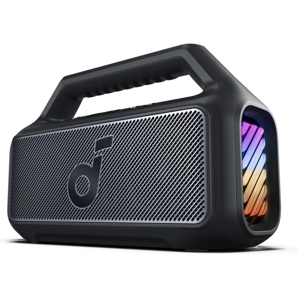 image:imageSoundcore Boom 2 by Anker Outdoor Speaker 80W Subwoofer BassUp 20 24H Playtime IPX7 Waterproof Floatable RGB Lights USBC Custom EQ Bluetooth 53 Portable for Camping and Beach BlueBlack