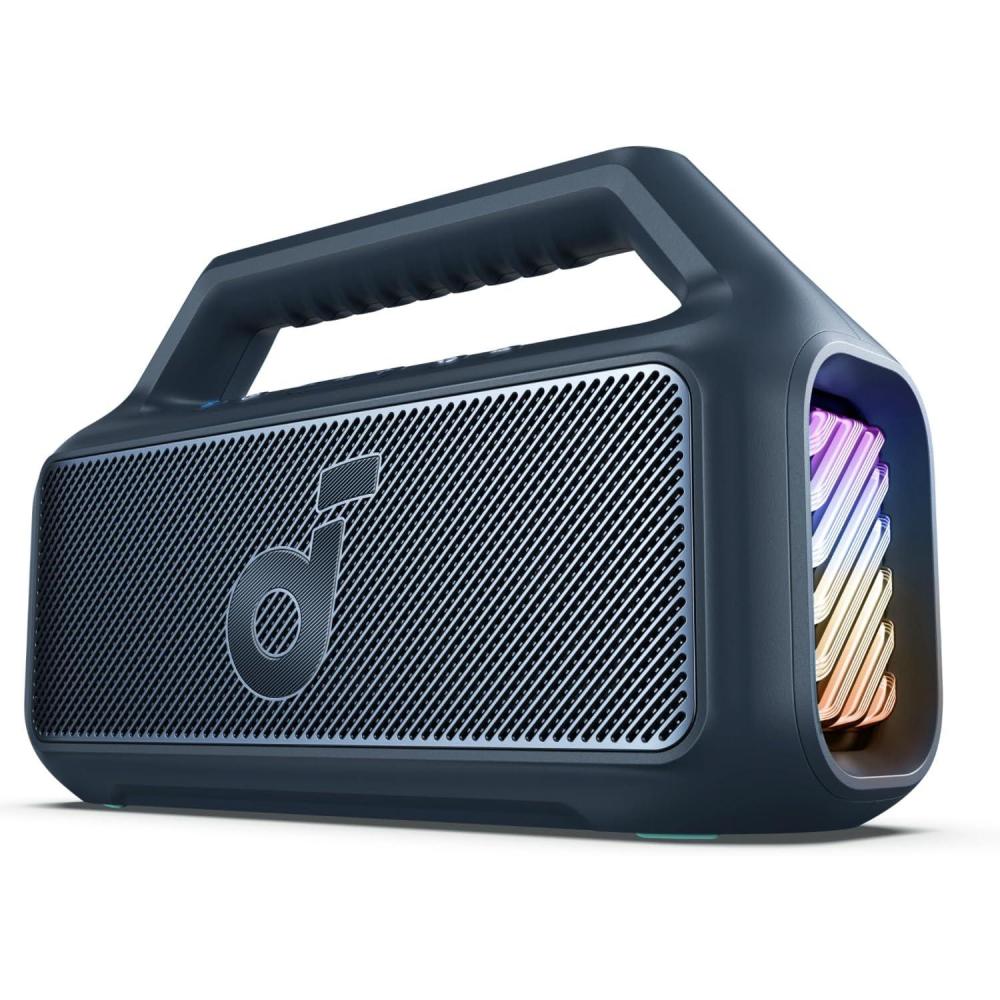 image:imageSoundcore Boom 2 by Anker Outdoor Speaker 80W Subwoofer BassUp 20 24H Playtime IPX7 Waterproof Floatable RGB Lights USBC Custom EQ Bluetooth 53 Portable for Camping and Beach GreenBlue