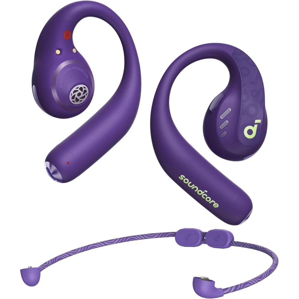 image:imageSoundcore by Anker AeroFit Pro OpenEar Headphones Ultra Comfort Secure Fit Ergonomic Design Rich Sound with LDAC Bluetooth 53 IP55 WaterResistant 46H Playtime App Control Wireless EarbudsElectric Purple