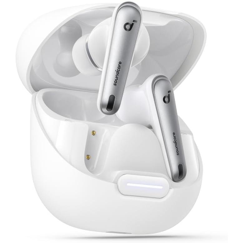 image:imageSoundcore by Anker Liberty 4 NC Noise Cancelling Earbuds 985 Noise Reduction Adaptive Noise Cancelling to Ears and Environment HiRes Sound 50H Battery Wireless Charging Bluetooth 53Clear White