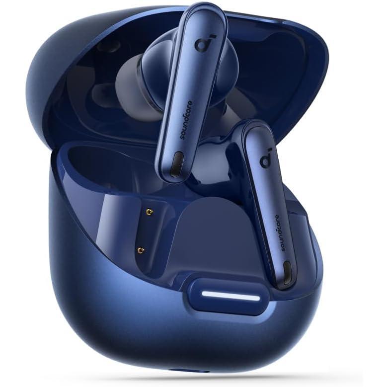 image:imageSoundcore by Anker Liberty 4 NC Noise Cancelling Earbuds 985 Noise Reduction Adaptive Noise Cancelling to Ears and Environment HiRes Sound 50H Battery Wireless Charging Bluetooth 53Navy Blue